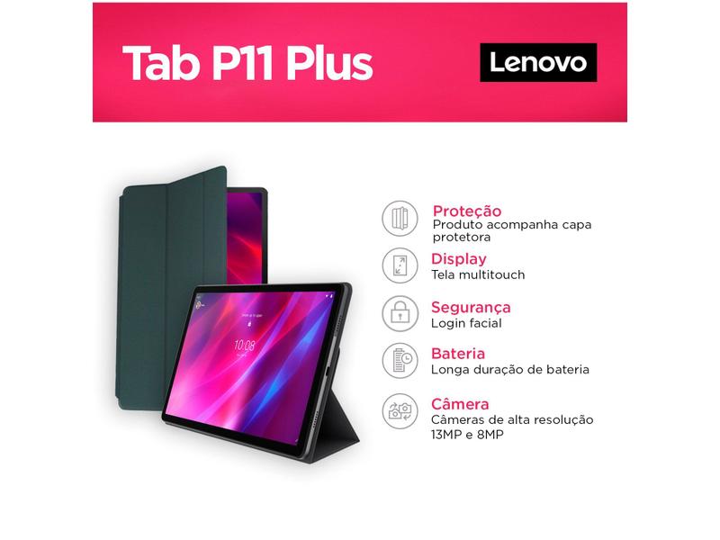 Tablet Lenovo Tab P11 Plus com Capa 11” Wi-Fi 64GB - Android 11